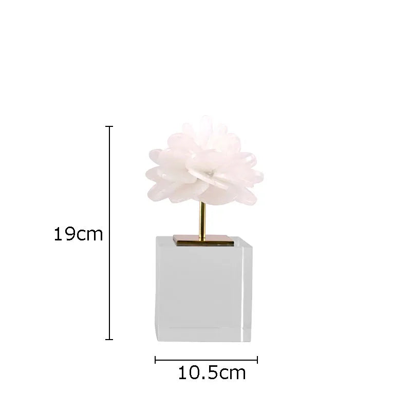 Afralia™ Crystal Petal Pink Desk Decoration Flower Sculpture for Modern Room Aesthetics