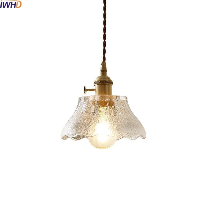 Afralia™ Copper Glass LED Pendant Lamp for Dining Living Room Bedroom Bar Nordic Style Hnaging Light