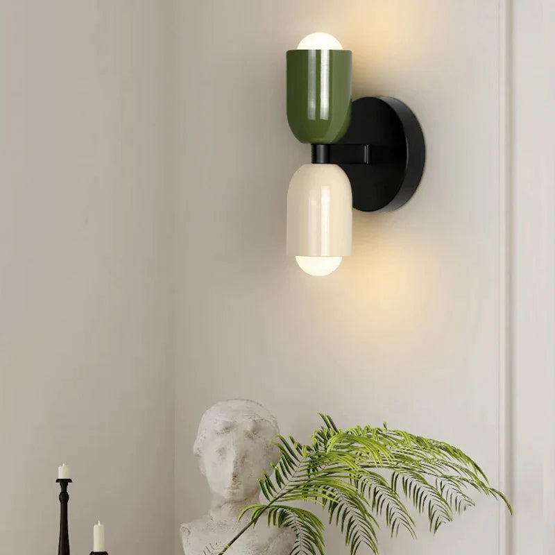 Afralia™ Color-Block Double-End Wall Lamp | Creative Nordic Bedside Light for Bedroom & Restaurant