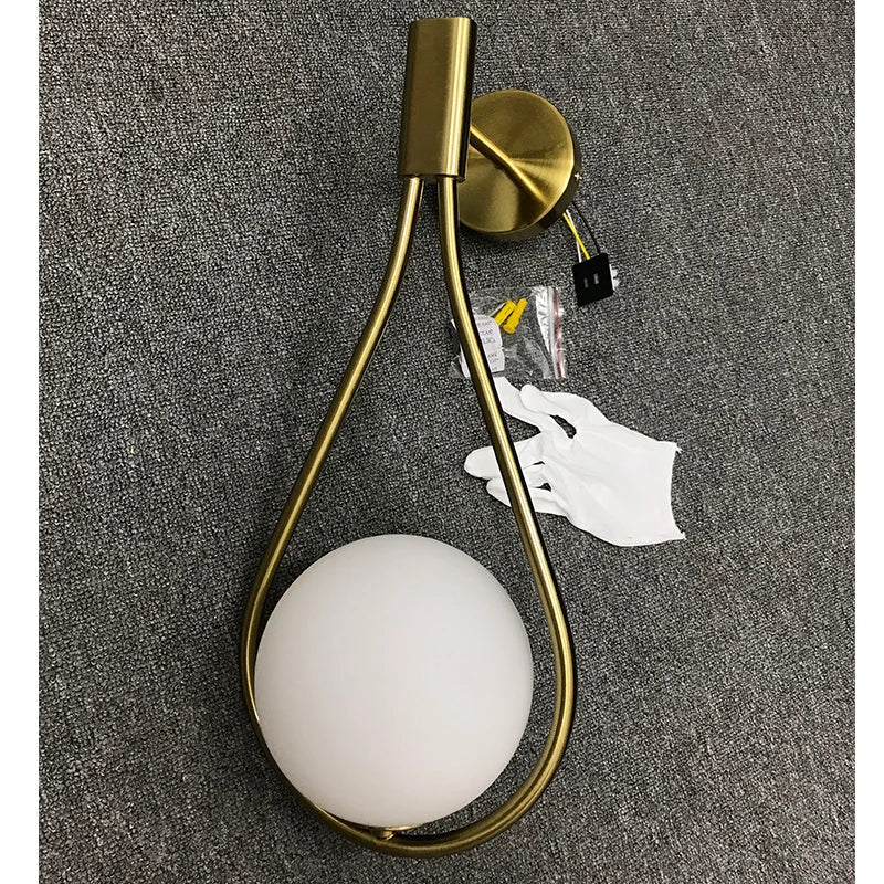 Afralia™ Brass Glass Wall Lamp for Nordic Modern Bedroom Lighting