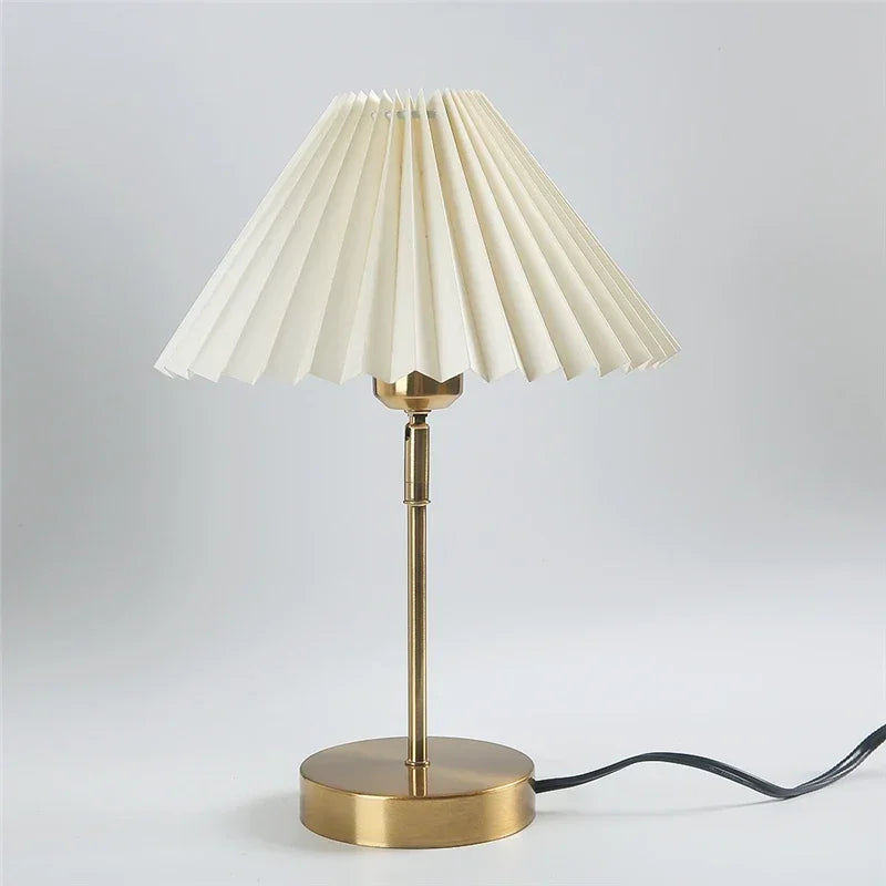 Afralia™ Adjustable Pleated Table Lamp Nordic Retro LED Desk Light for Living Room Bedroom