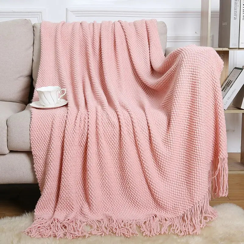 Afralia™ Nordic Faux Cashmere Tassel Blanket for All Seasons
