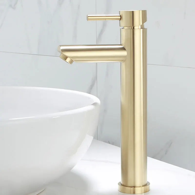 Afralia™ Brushed Gold Basin Faucet: Solid Brass Bathroom Mixer Tap for Hot & Cold Water