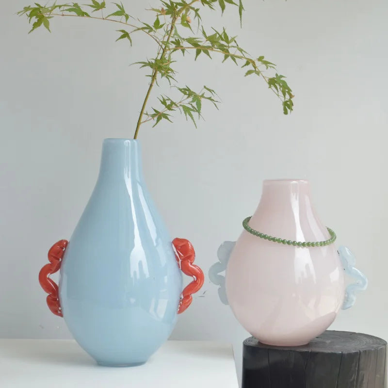 Afralia™ Glass Geometric Flower Vase Home Decor Art Bottle Floral Arrangement Accessory