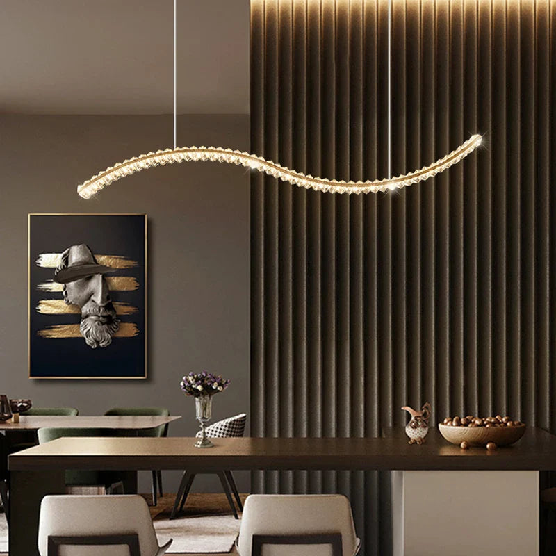 Afralia™ Double Wave Crystal Chandelier - Modern LED Dining Room Lighting