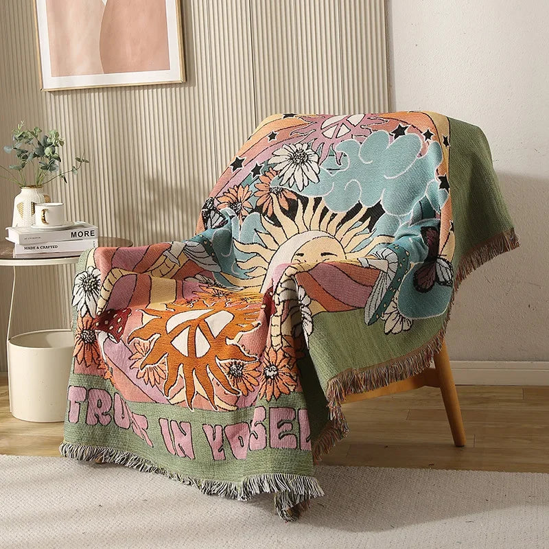 Afralia™ Double-sided Ethnic Tapestry Sofa Blanket