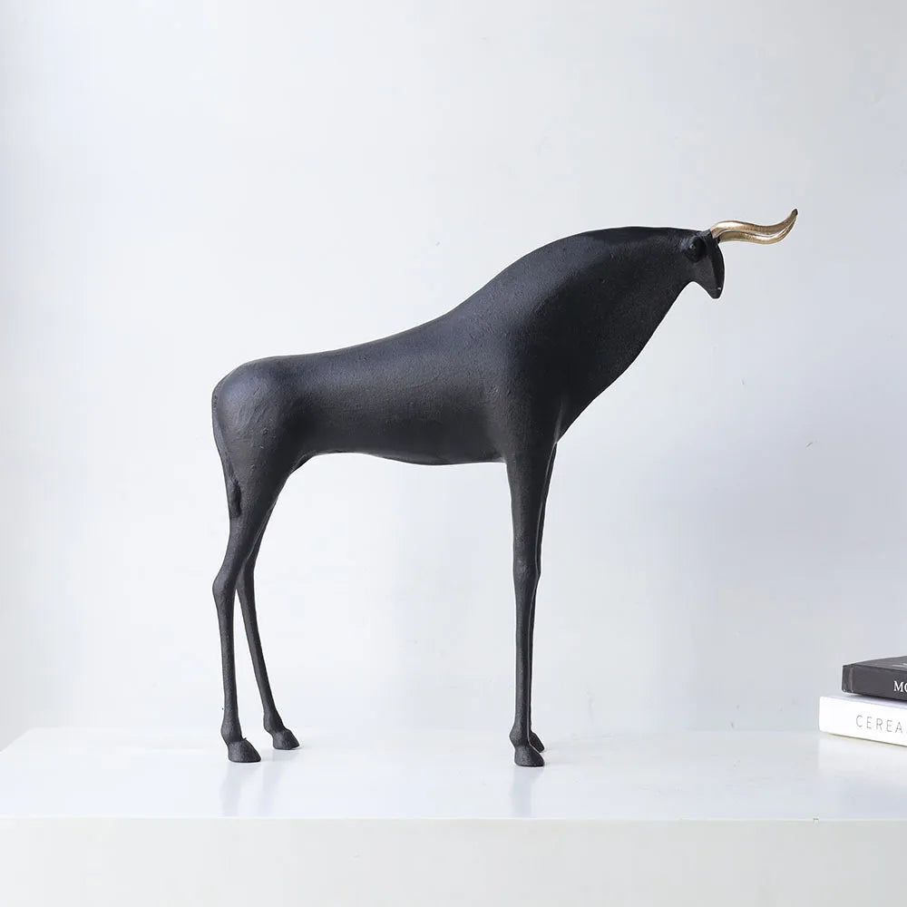 Afralia™ Iron Horse Figurine: Abstract Animal Cattle Ornament for Home Decor