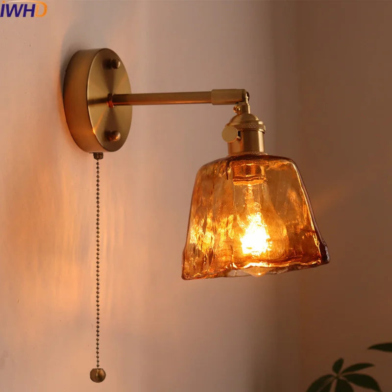Afralia™ LED Copper Glass Wall Light: Modern Nordic Hallway Bedroom Lamp