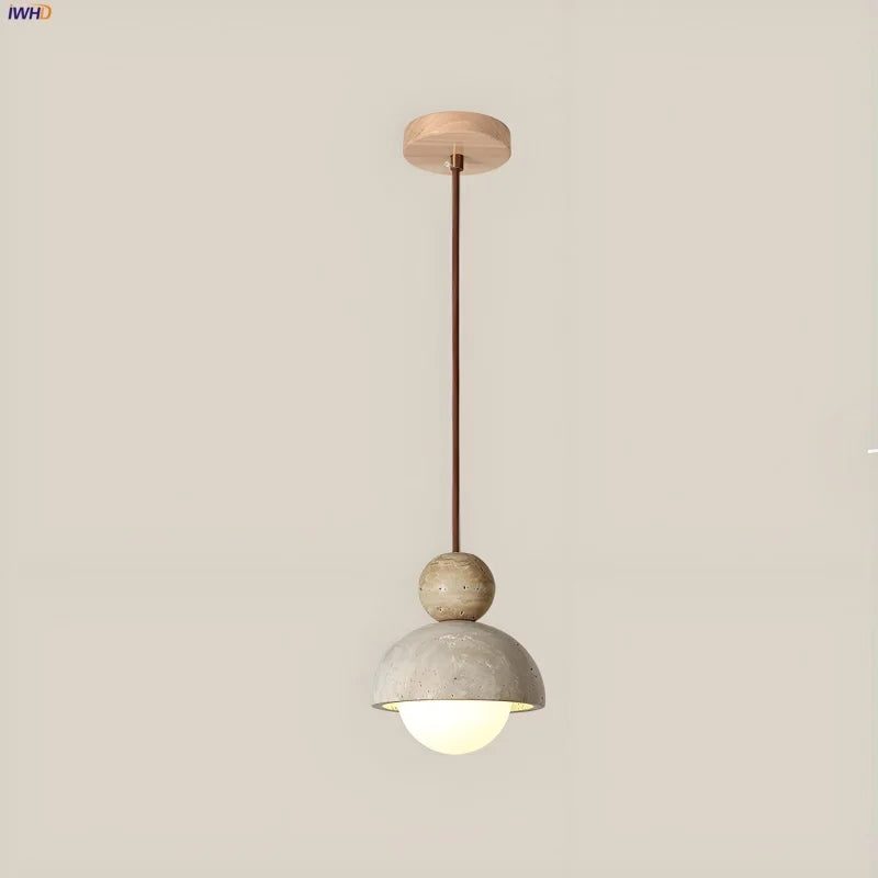Afralia™ Glass Ball Pendant Light - Adjustable Wire, LED, Yellow Travertine White, Dining Room