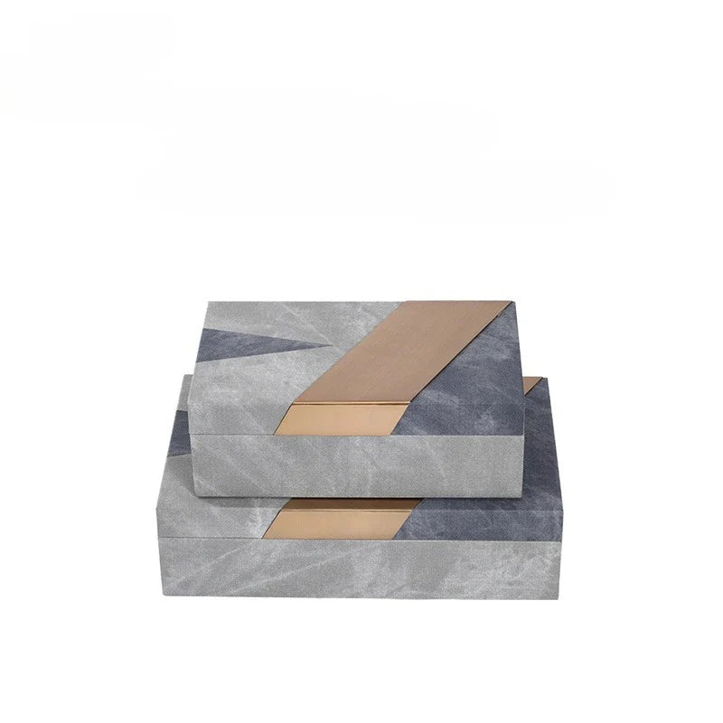 Afralia™ Grey Marble Pattern Leather Storage Box Jewelry Container Desktop Organizer