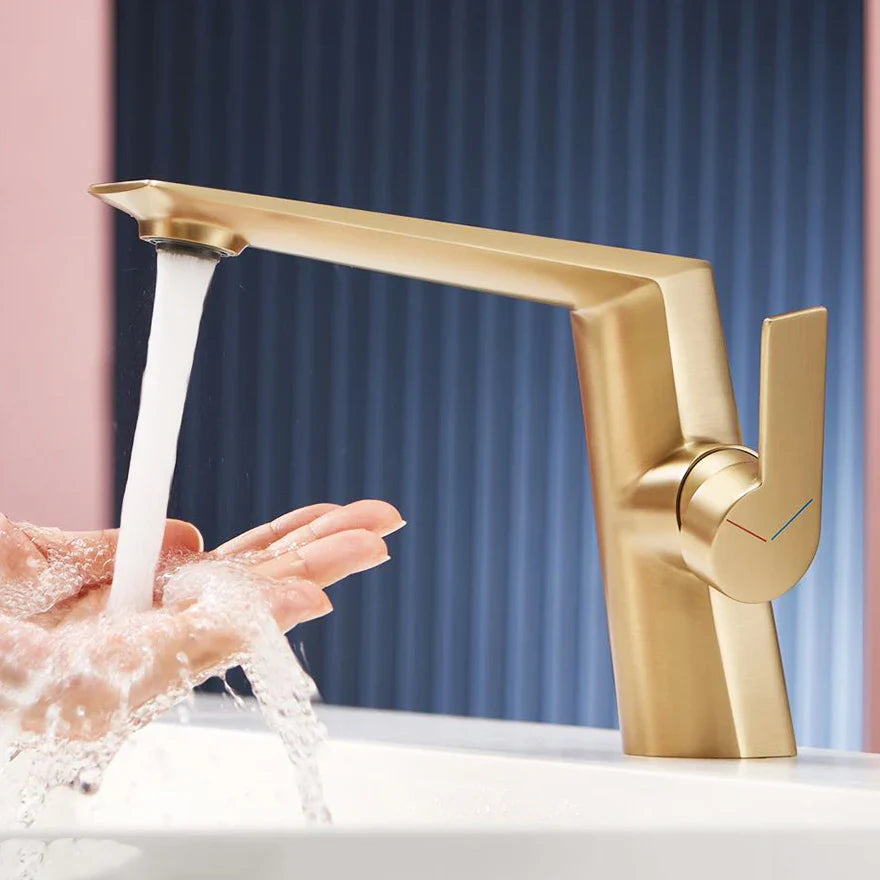 Afralia™ Gold Basin Faucet Single Handle Bathroom Sink Mixer Tap Brushed Gold
