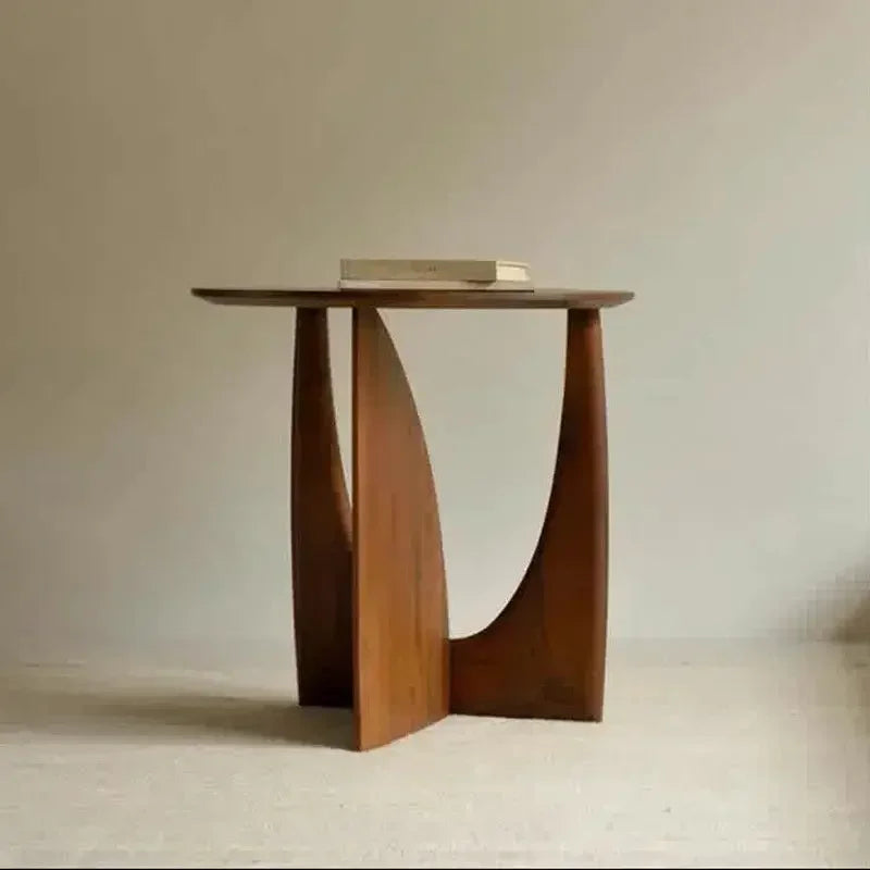 Afralia™ Circular Walnut Wood Coffee Table for Living Room with Solid Nordic Design