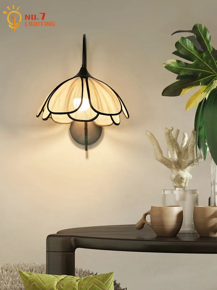 Afralia™ Wabi-Sabi Rattan Weave Petal Pendant Light LED E27 Decorative Hanging Lamp