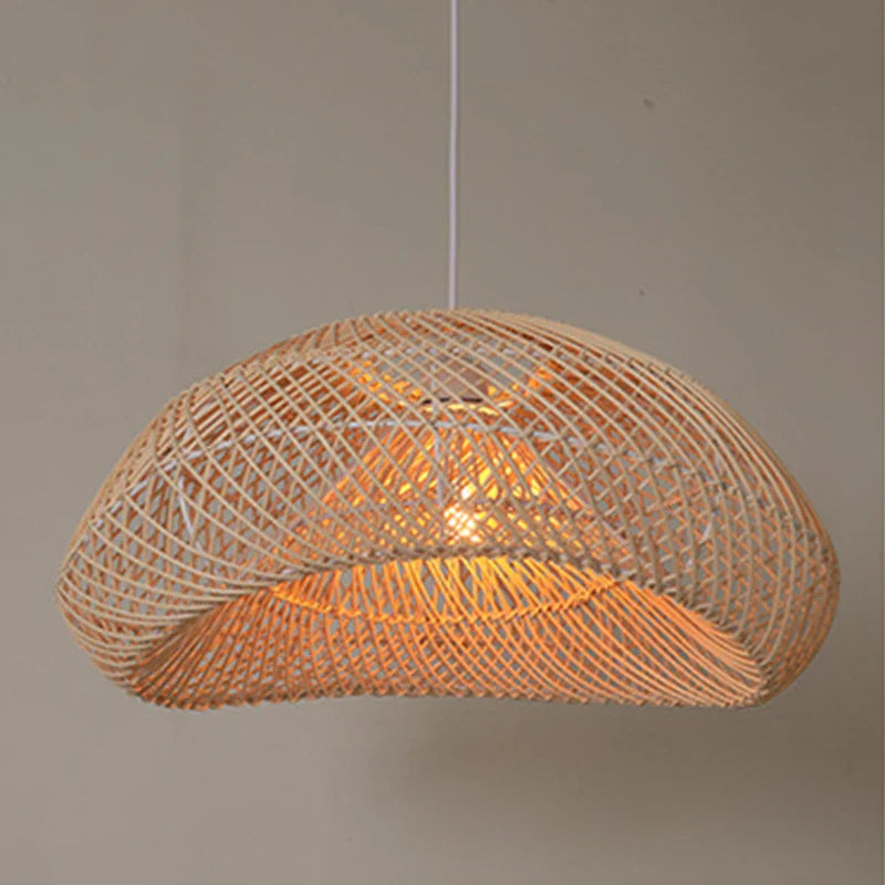 Afralia™ Wicker Pendant Lamp: Hand-Woven Rattan Hanging Light for Dining, Living, or Bedroom