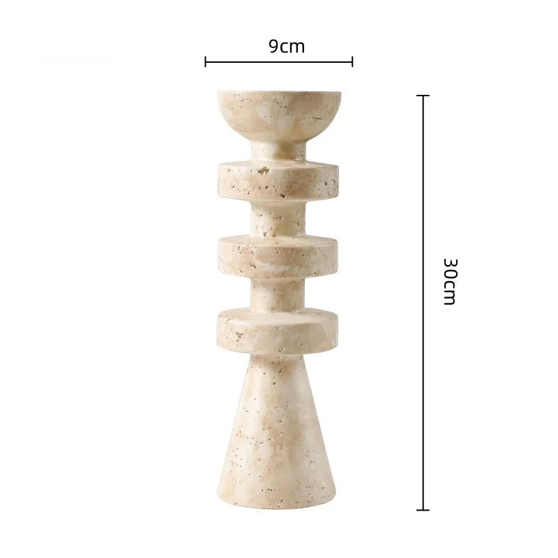 Afralia™ Marble Effect Geometric Candle Holder Home Decor Statue
