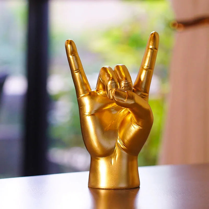 Afralia™ Rock Gesture Resin Ornaments: Stylish Handcrafted Home Decor for Living Room & Bedroom