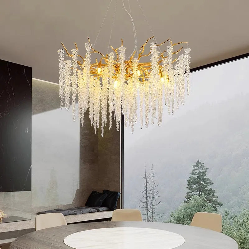 Afralia™ Crystal Branch Chandelier: Elegant French Style Ceiling Light for Living & Dining Room