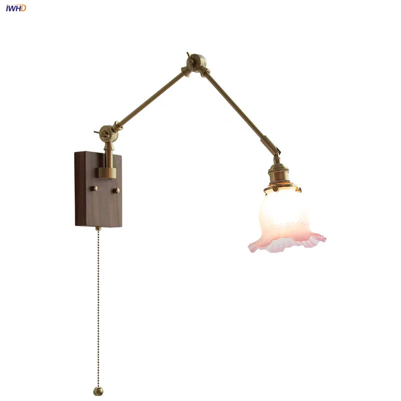 Afralia™ Pink Glass Wall Sconce with Rotatable Arms - LED Stair Light Fixtures