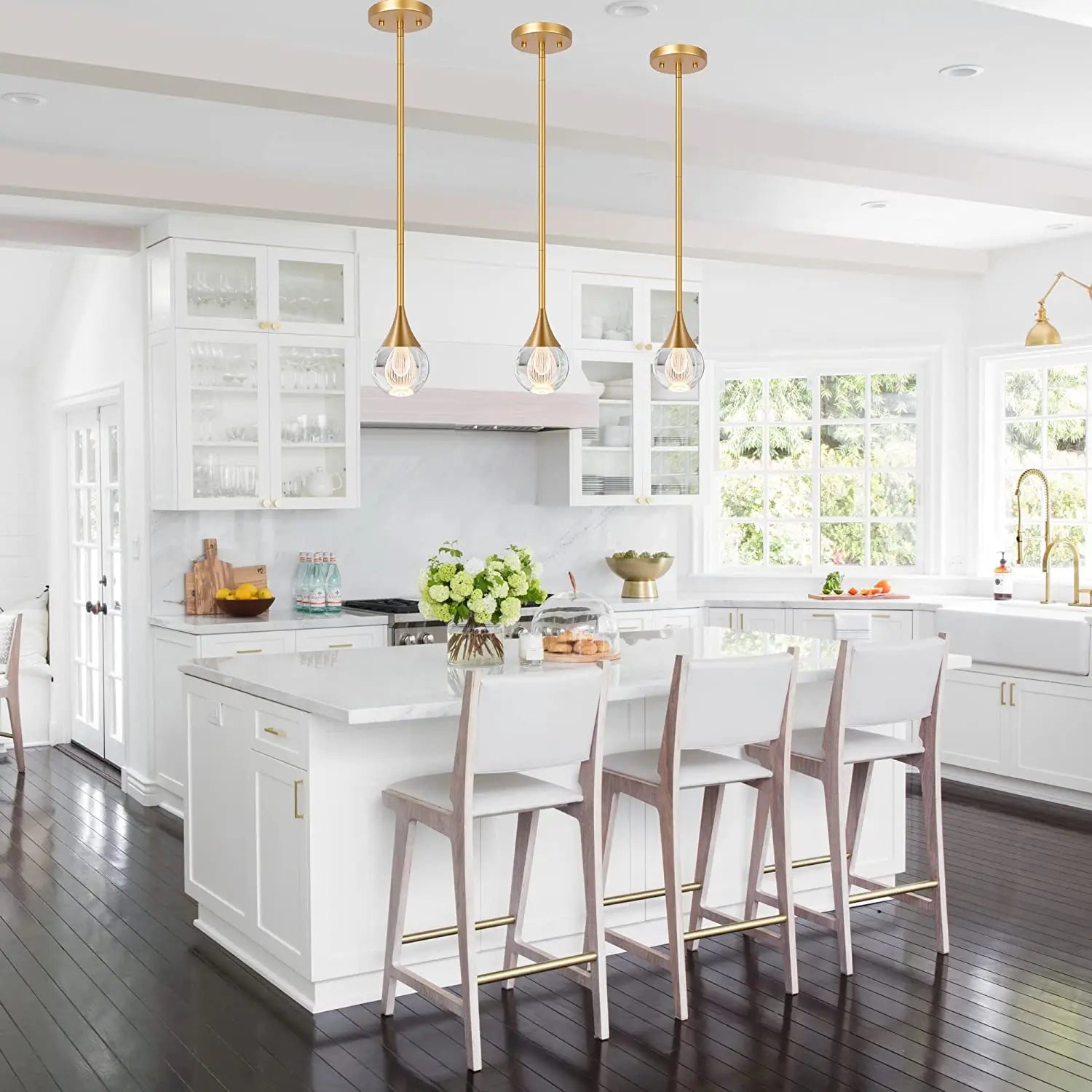 Afralia™ Modern Glass Ball Crystal LED Pendant Lighting for Kitchen Bedroom Home Decor