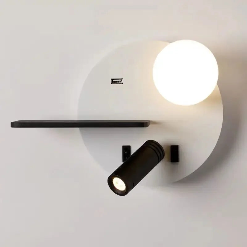 Afralia™ LED Reading Wall Lamp with USB Charging, Storage, and Nordic Design