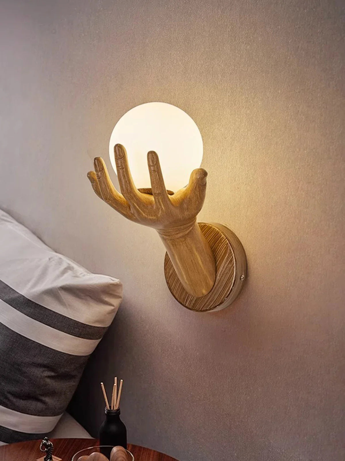 Afralia™ Resin Victory Hand LED Wall Sconce for Indoor Decor Lighting