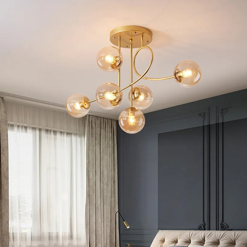 Afralia™ Magic Bean Glass LED Chandelier - Nordic Modern Minimalist Luxury Ceiling Lamps