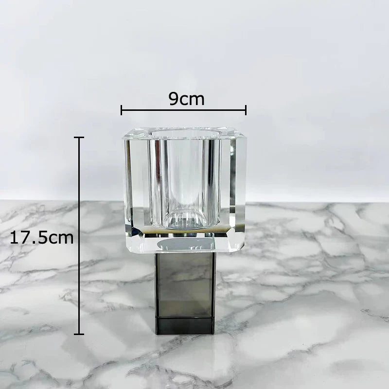 Afralia™ Crystal Glass Vase with Artificial Flowers, Modern Home Decor