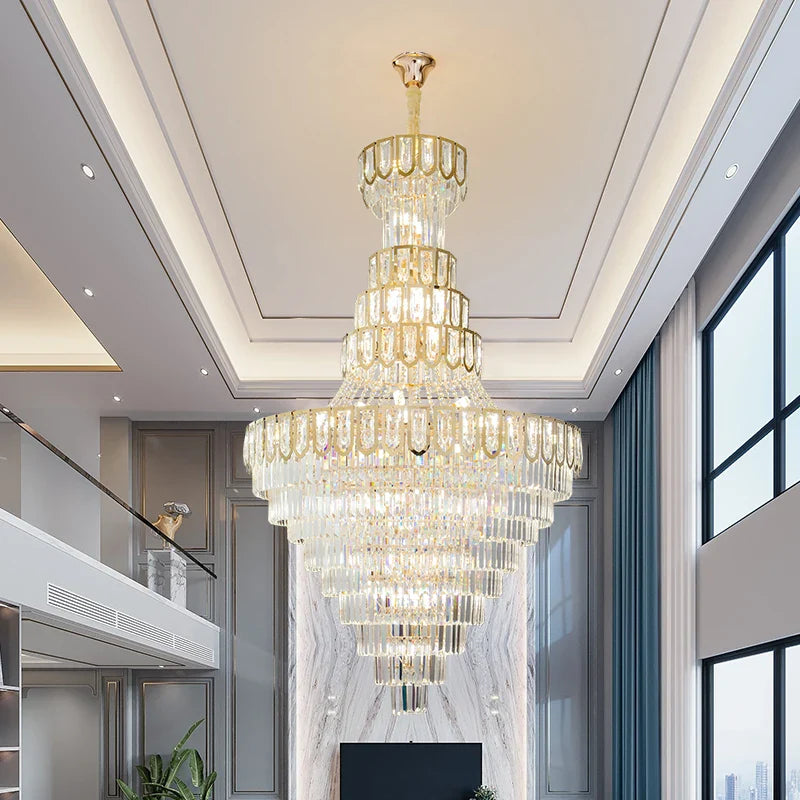 Afralia™ Modern Crystal Loft Chandelier for Luxury Attic Living Room