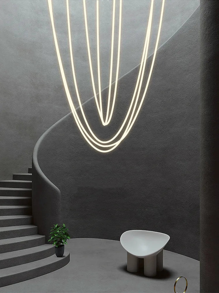 Afralia™ Silicone LED Pendant Light for Villa Staircase Living Rooms