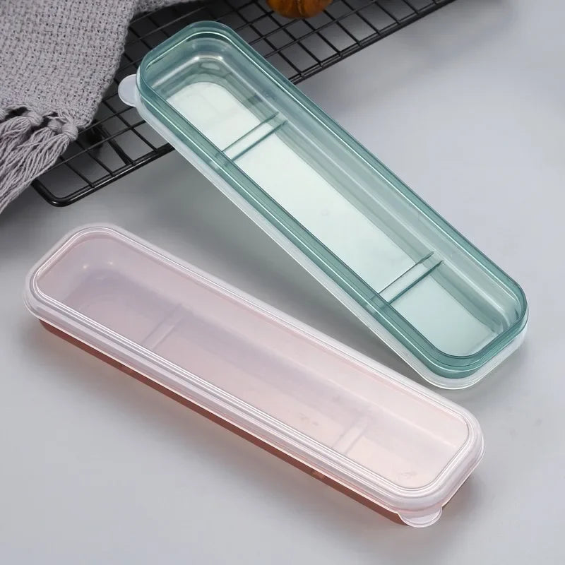Afralia™ Wheat Straw Tableware Box with Slot Design and Transparent Cover