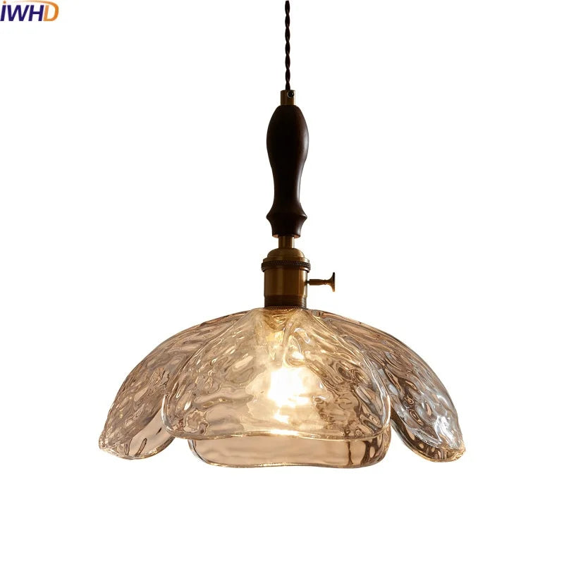 Afralia™ Clear Glass Pendant Lamp Japanese Style LED Hanging Lights