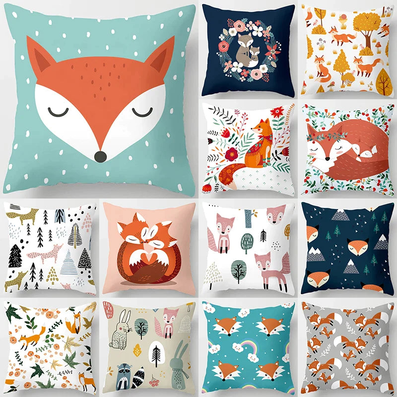 Fox Design Pillow Case 45x45cm by Afralia™ - Kids Room and Living Room Decor