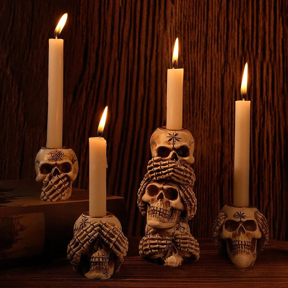 Afralia™ Bone Skeleton Candlestick Holder Halloween Home Decoration