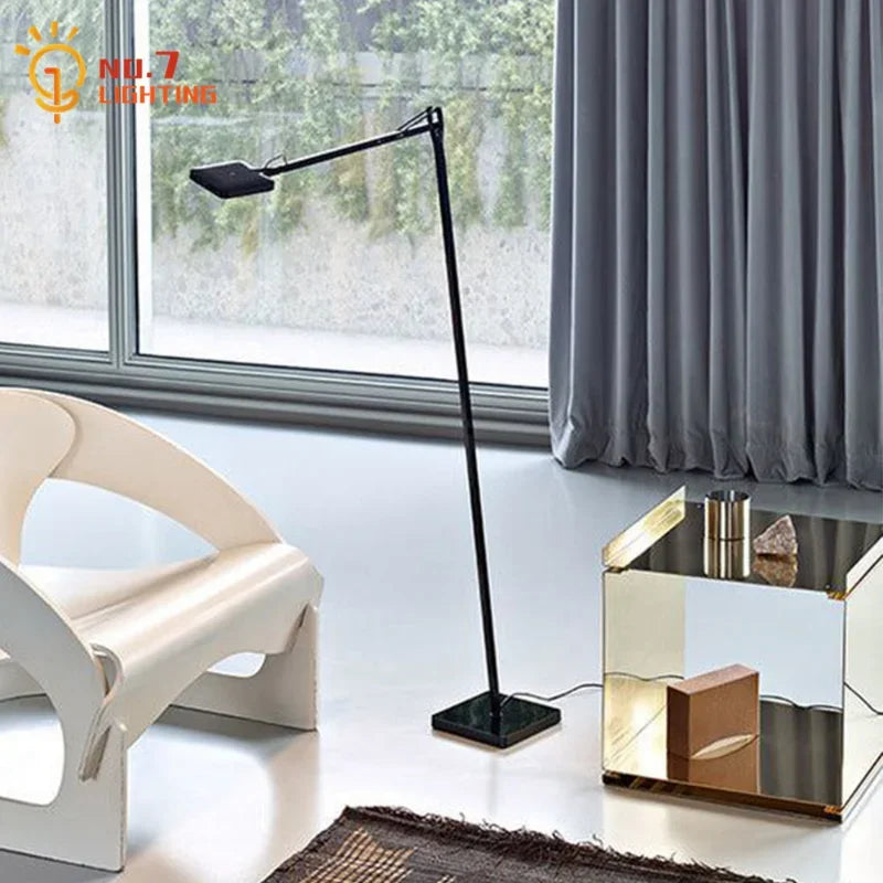 Afralia™ Modern Industrial Swing Arm Floor Lamp with Dimming Touch Switch