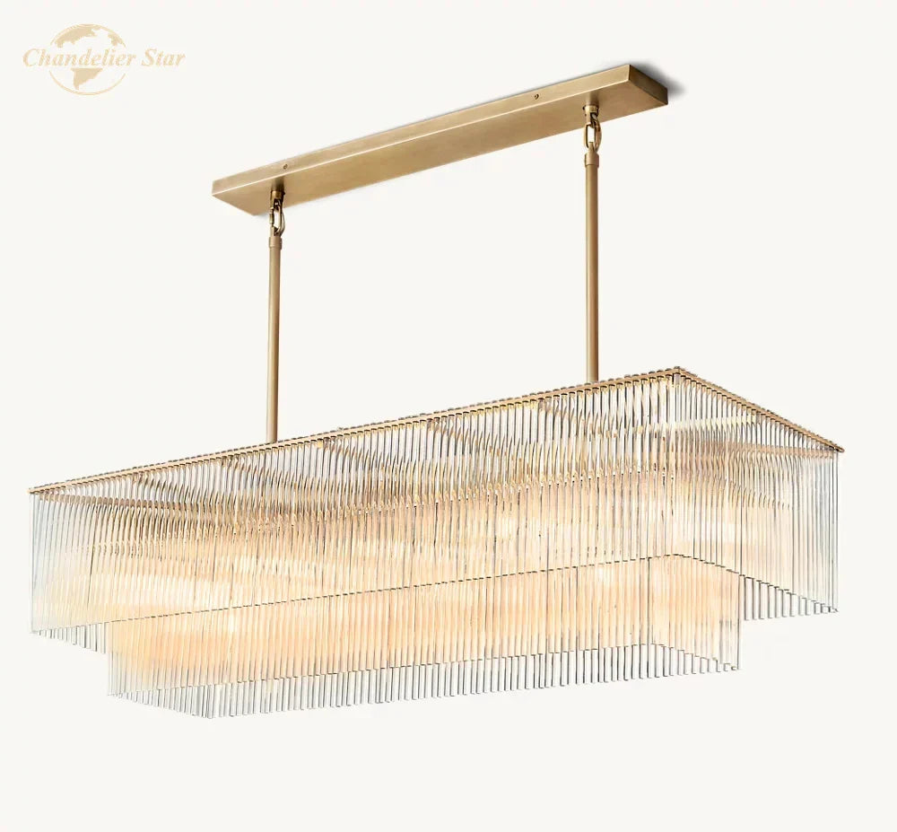 Afralia™ Amadeo Crystal LED Chandelier: Modern Rectangular Pendant Light for Kitchen Island, Dining Room