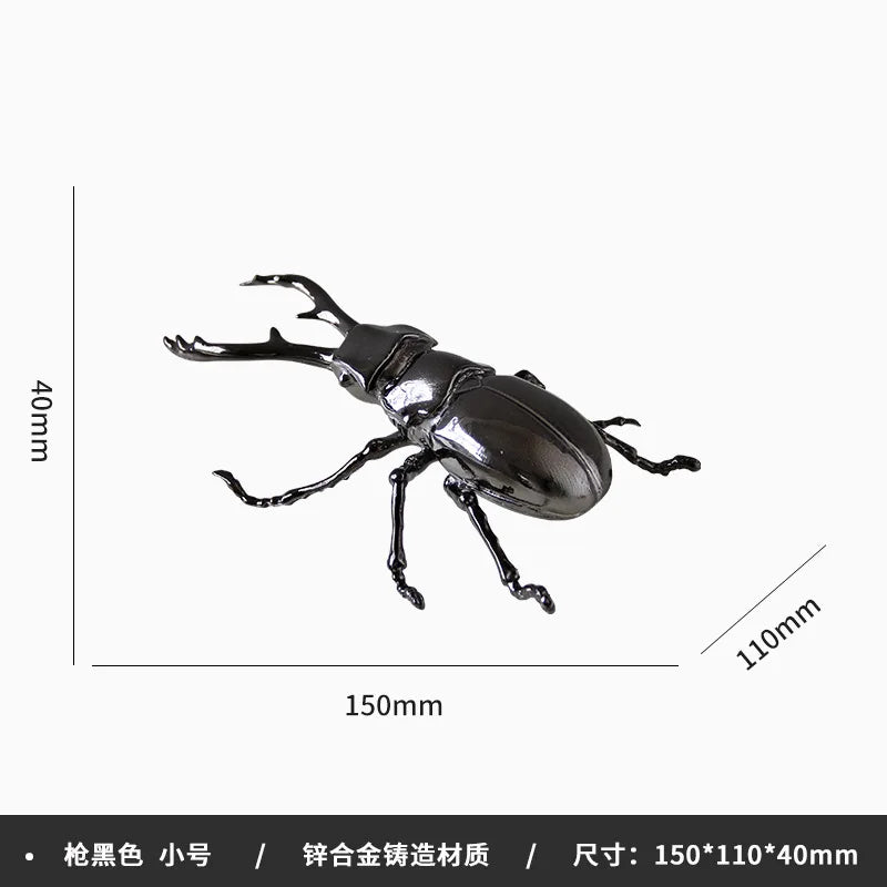 Afralia™ Silver Scarab Beetle Metal Figurine Home Decor Insect Sculpture