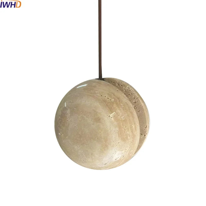 Afralia™ Travertine LED Pendant Lights: Natural Stone Creative Design for Living Room & Bedroom