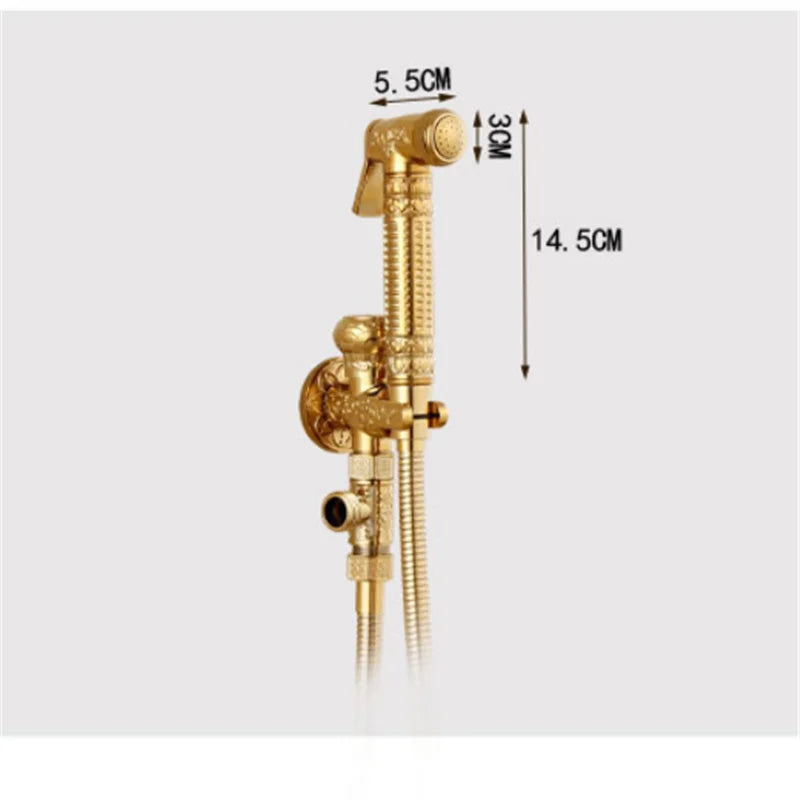 Afralia™ Gold Brass Hand Held Bidet Shattaf Shower Head Set