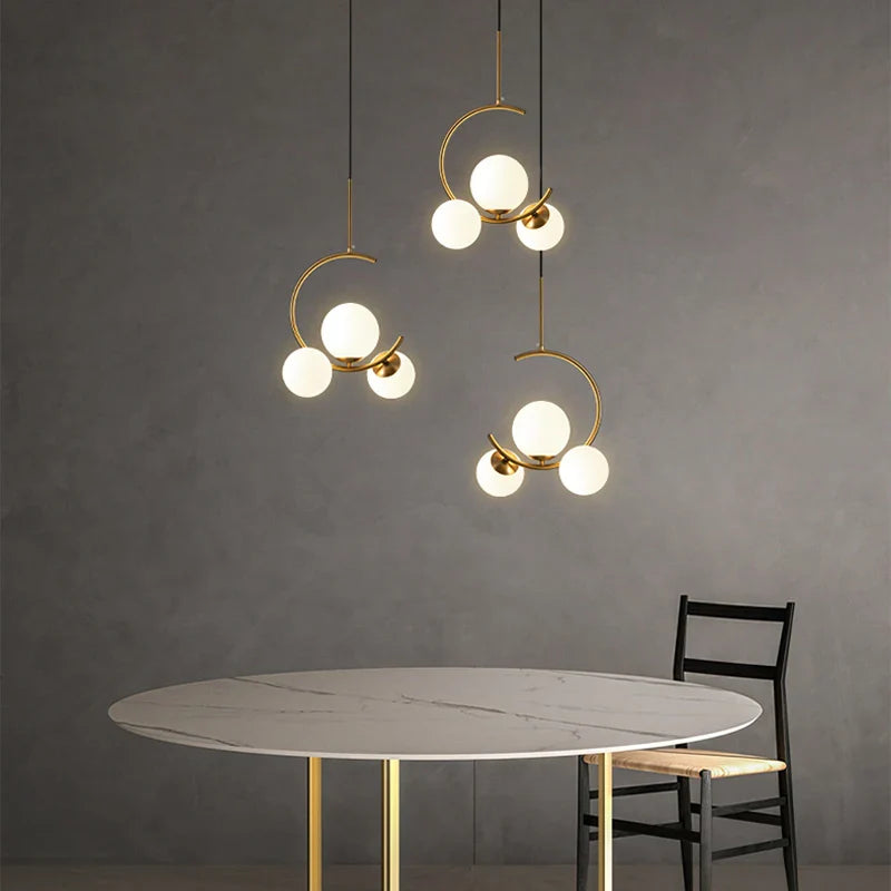 Afralia™ Glass Ball LED Chandelier for Dining Room, Kitchen, Bedroom, Bar