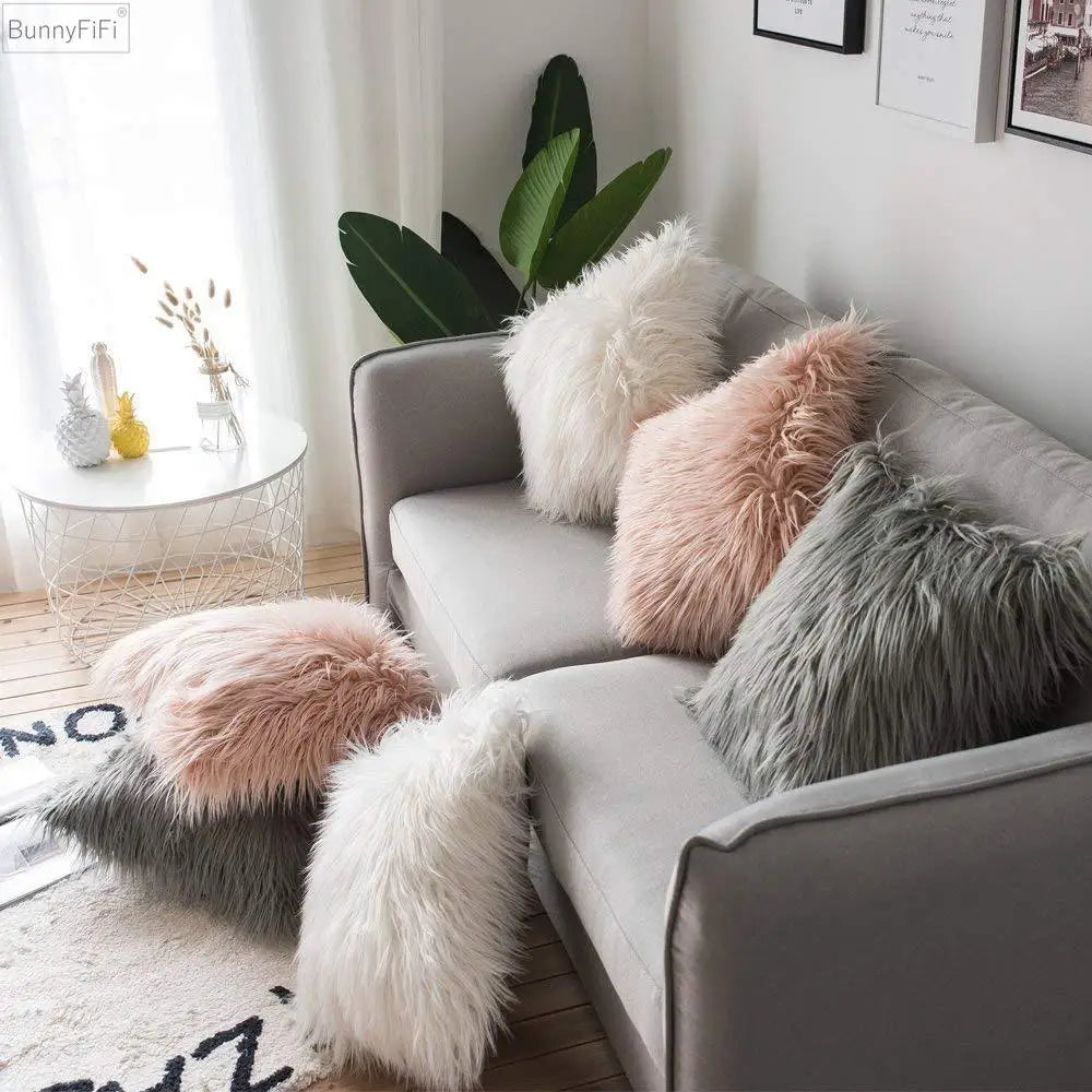 Afralia™ Long Plush Soft Cushion Cover for Home Sofa Decor 45CM