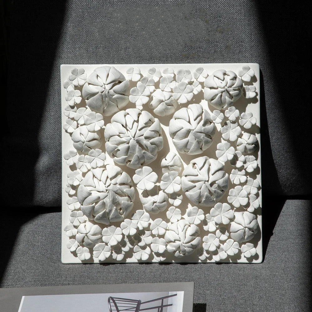 Afralia™ Porcelain Panel Painting: Embossed Bud Wall Decoration Craft with Handmade Detail and Elegant Design