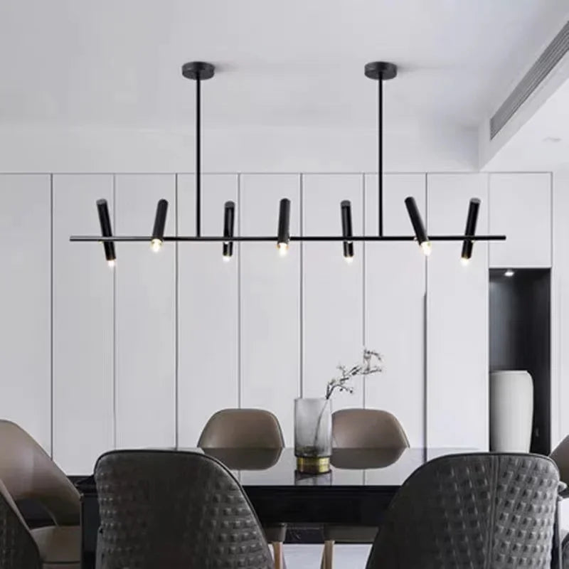 Afralia™ Modern Black LED Chandelier for Dining & Living Room Lighting