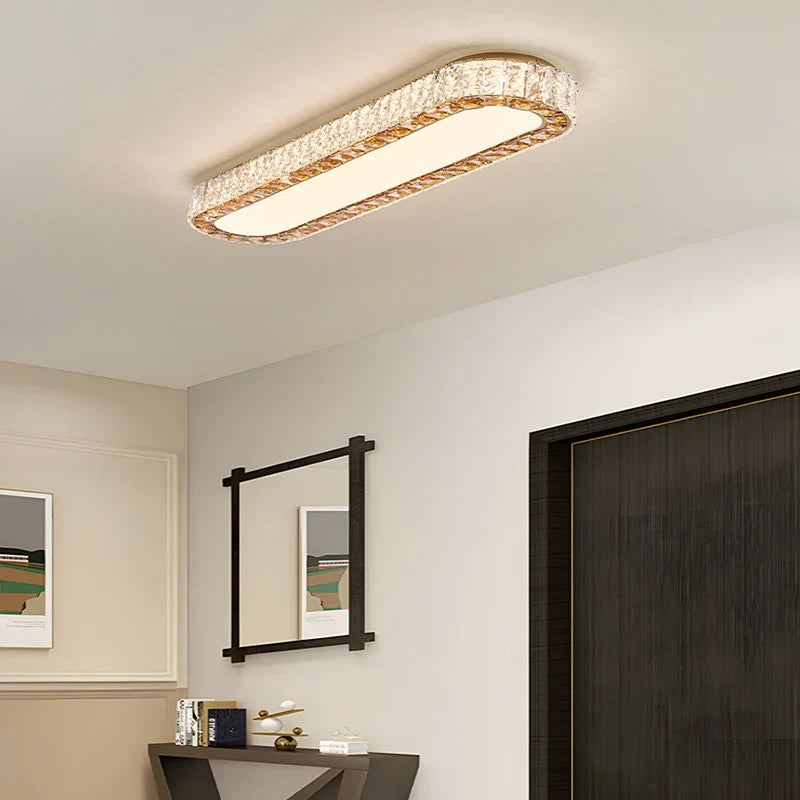 Afralia™ Luxury Gold LED Crystal Ceiling Light Chandelier for Home Living Dining Room