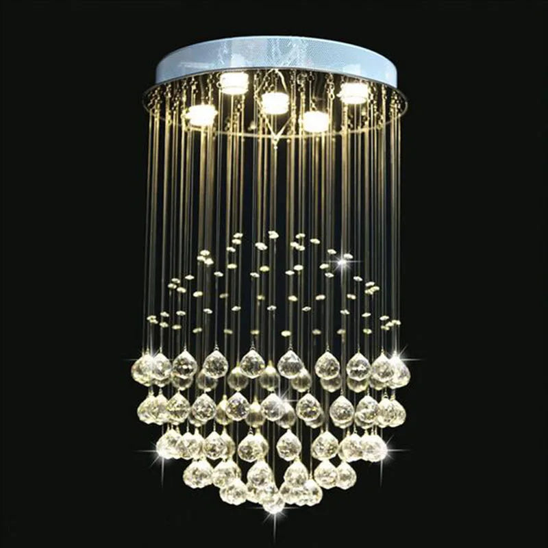 Afralia™ Modern Crystal Chandelier LED Light Fixture for Living Room Hotel Hall