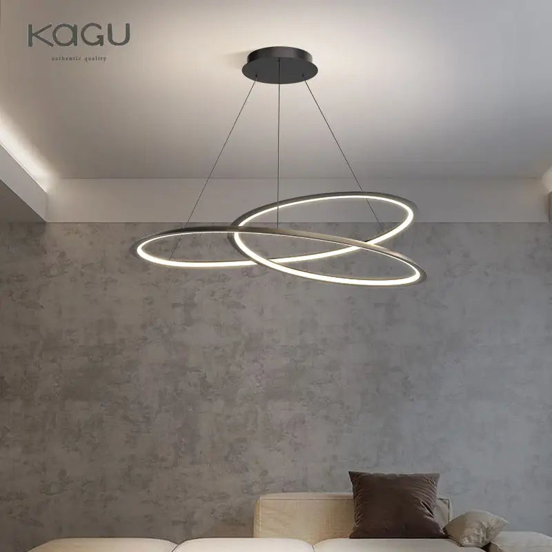Afralia™ Circular Black/White Chandelier for Living, Dining, and Kitchen Room