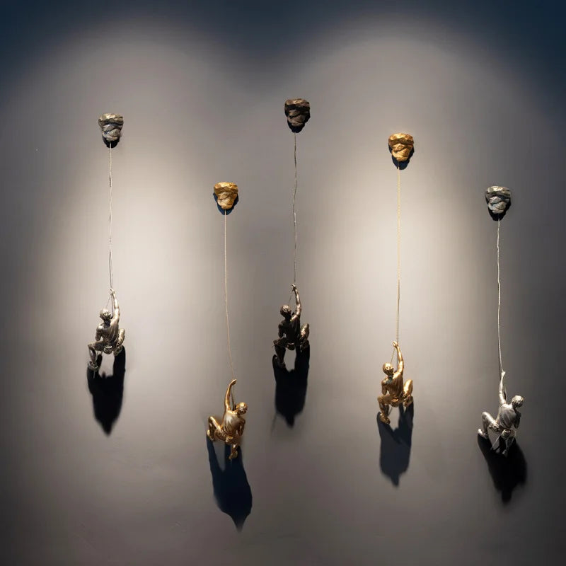 Afralia™ Resin Climbing Man Sculpture Retro Statue Home Decor Figure