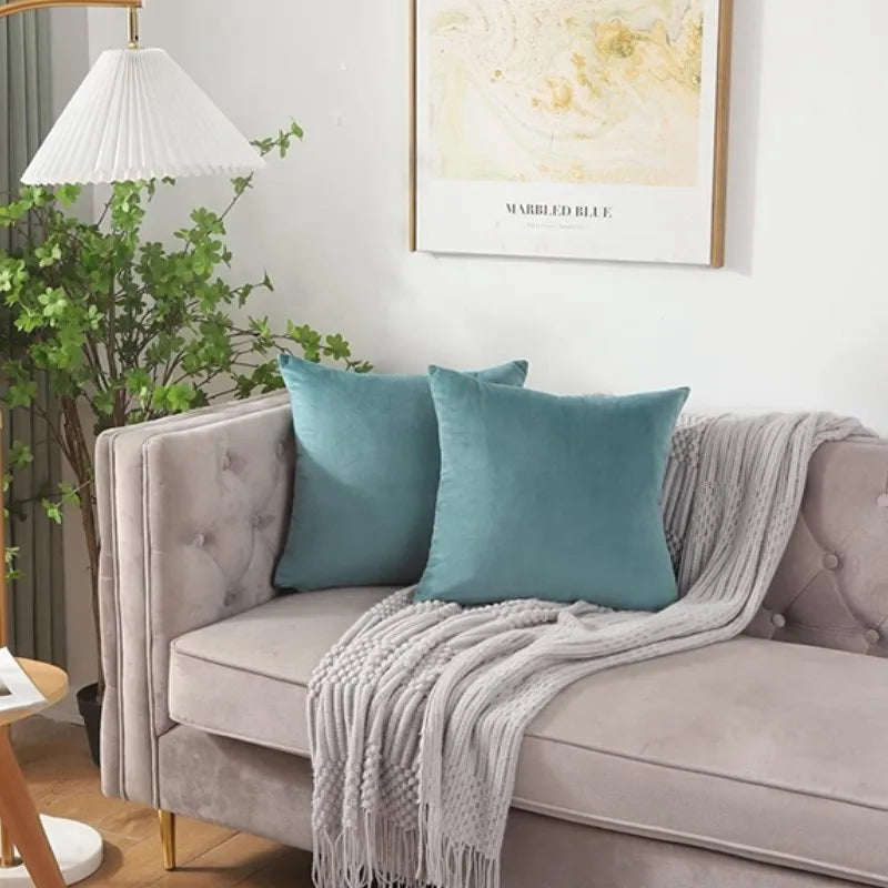 Afralia™ Velvet Luxury Cushion Cover in Inyahome Acqua Green - Home Decor Pillowcase