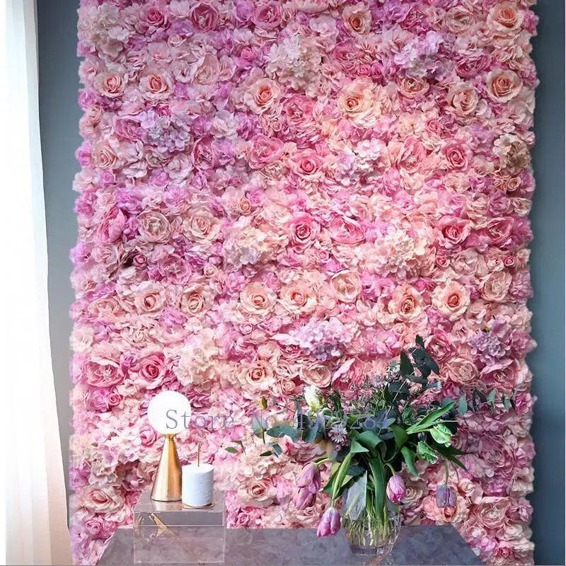Afralia™ Silk Rose Flower Wall Decor Champagne Artificial Wedding Backdrop