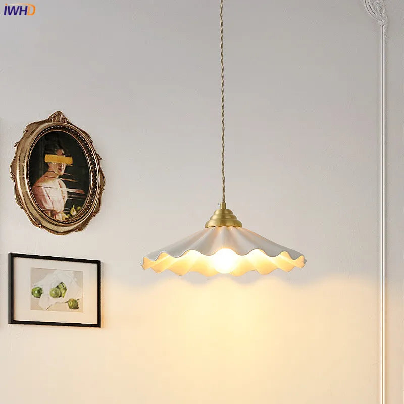 Afralia™ Ceramic LED Pendant Light: Japanese Style, Vintage Copper, 30CM.