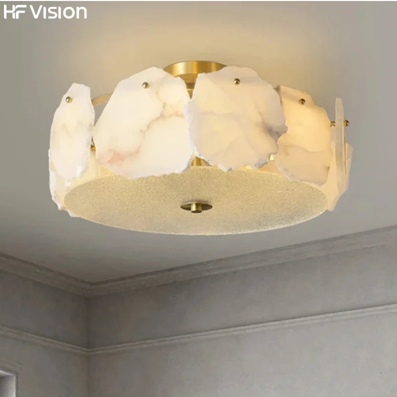 Afralia™ Art Deco Marble LED Chandelier Pendant Light – Round Nordic Ceiling Lamp